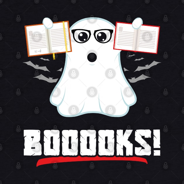 Booooks Boo Ghost Reading Book Library Funny Halloween by trendingoriginals